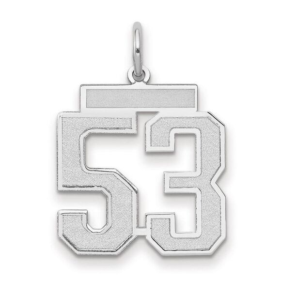 14k White Gold, Jersey Collection, Medium Number 53 Pendant - Picture 1 of 3